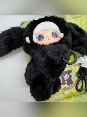 Yooki Accompany Black Dog Plush Detachable Straps Backpack